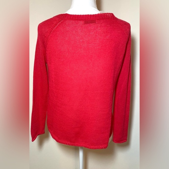 Just Madison Lightweight Red Knit Linen Blend Sweater Women Medium - Picture 2 of 6